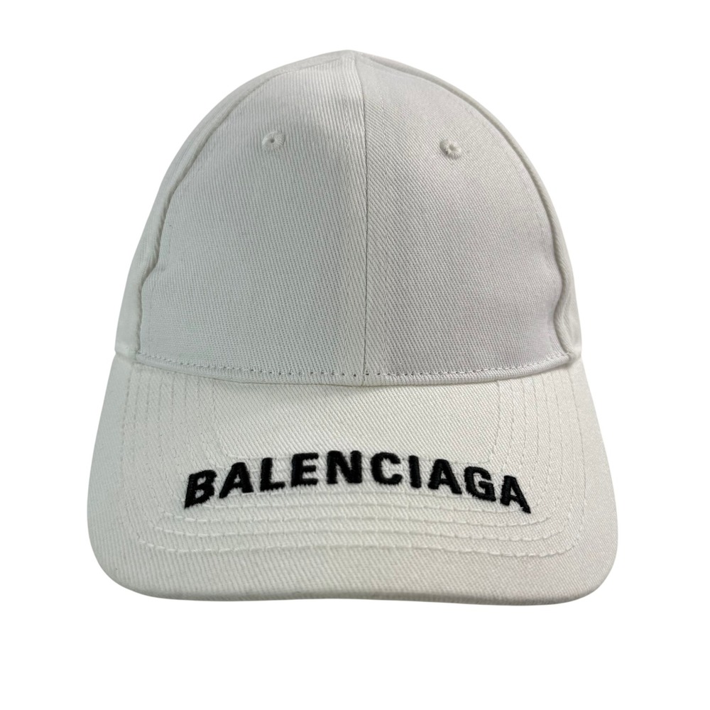 Balenciaga White Cotton Logo Baseball Cap Adjustable Hat 531588 Made in Italy